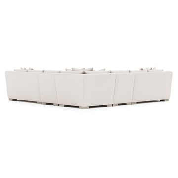 Gabi White/Cream 5-Piece Fabric Sectional (Roll Arm) - Ornate Home
