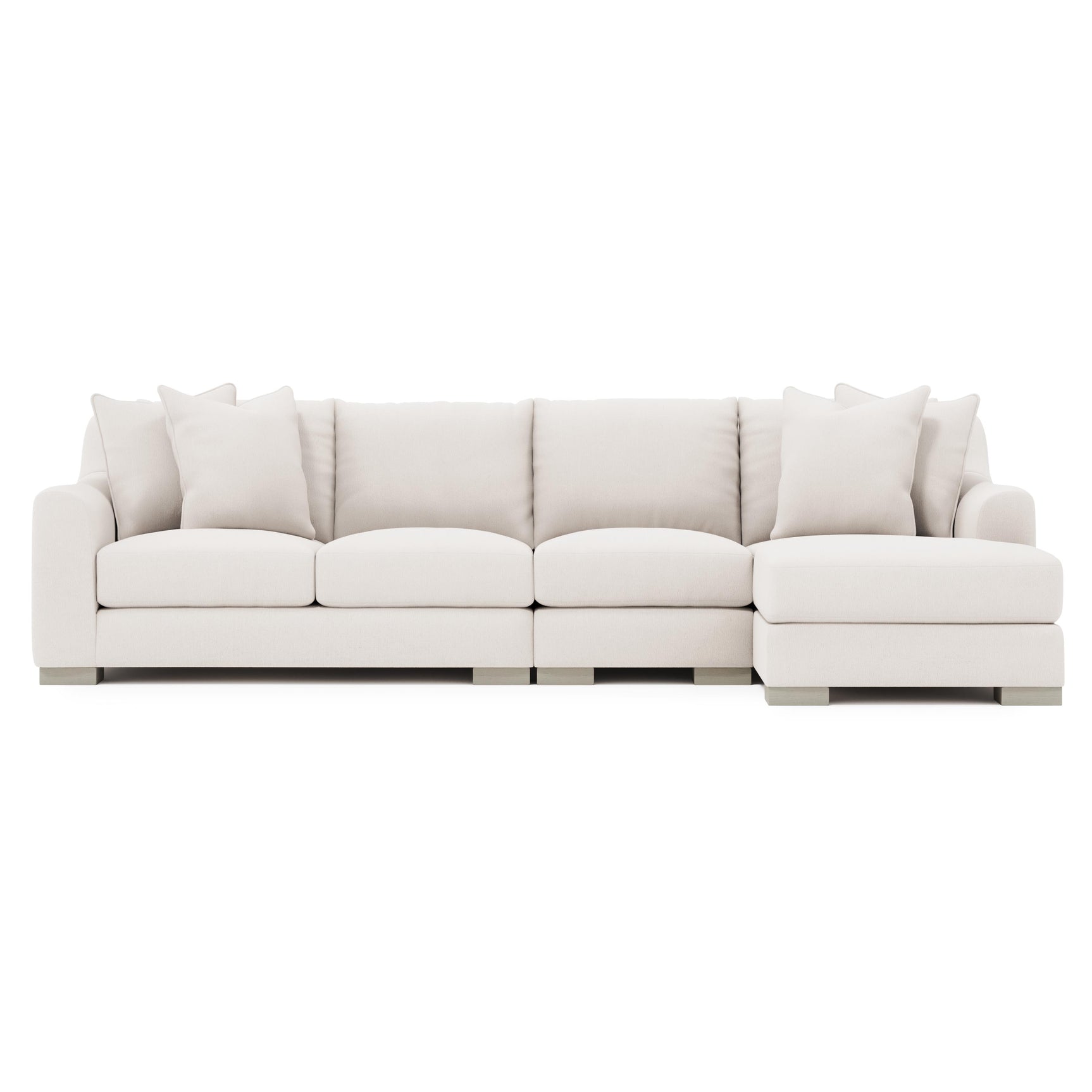 Gabi White/Cream Fabric Sectional Right-Arm-Chaise - Ornate Home