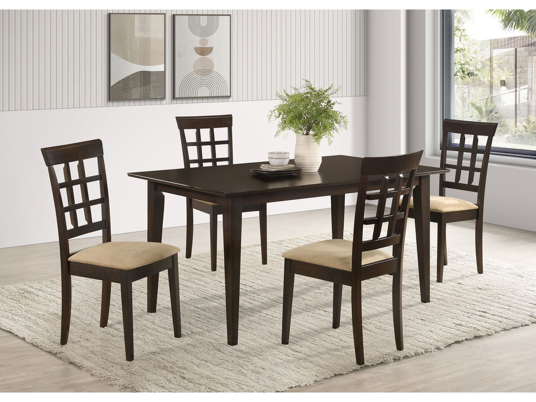 Gabriel Cappuccino 5-piece Rectangular 59-inch Dining Set - Ornate Home