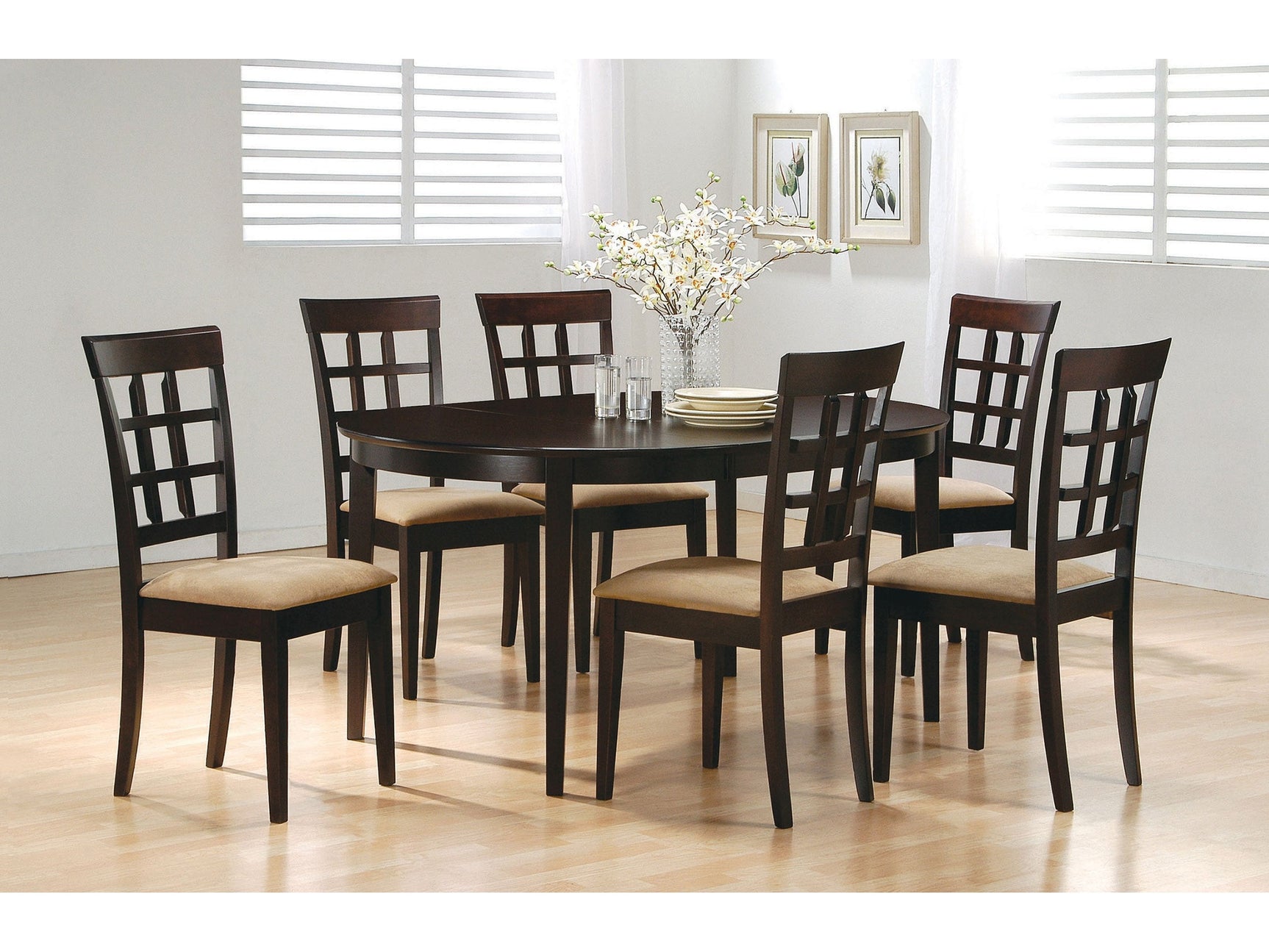 Gabriel Cappuccino 7-piece Extension Leaf Dining Table Set - Ornate Home