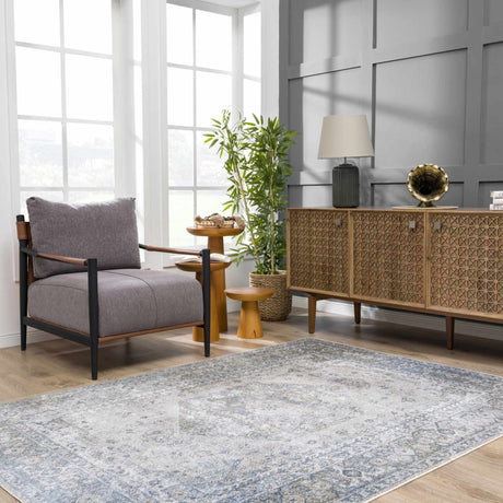 Gael Blue Washable Area Rug - Ornate Home