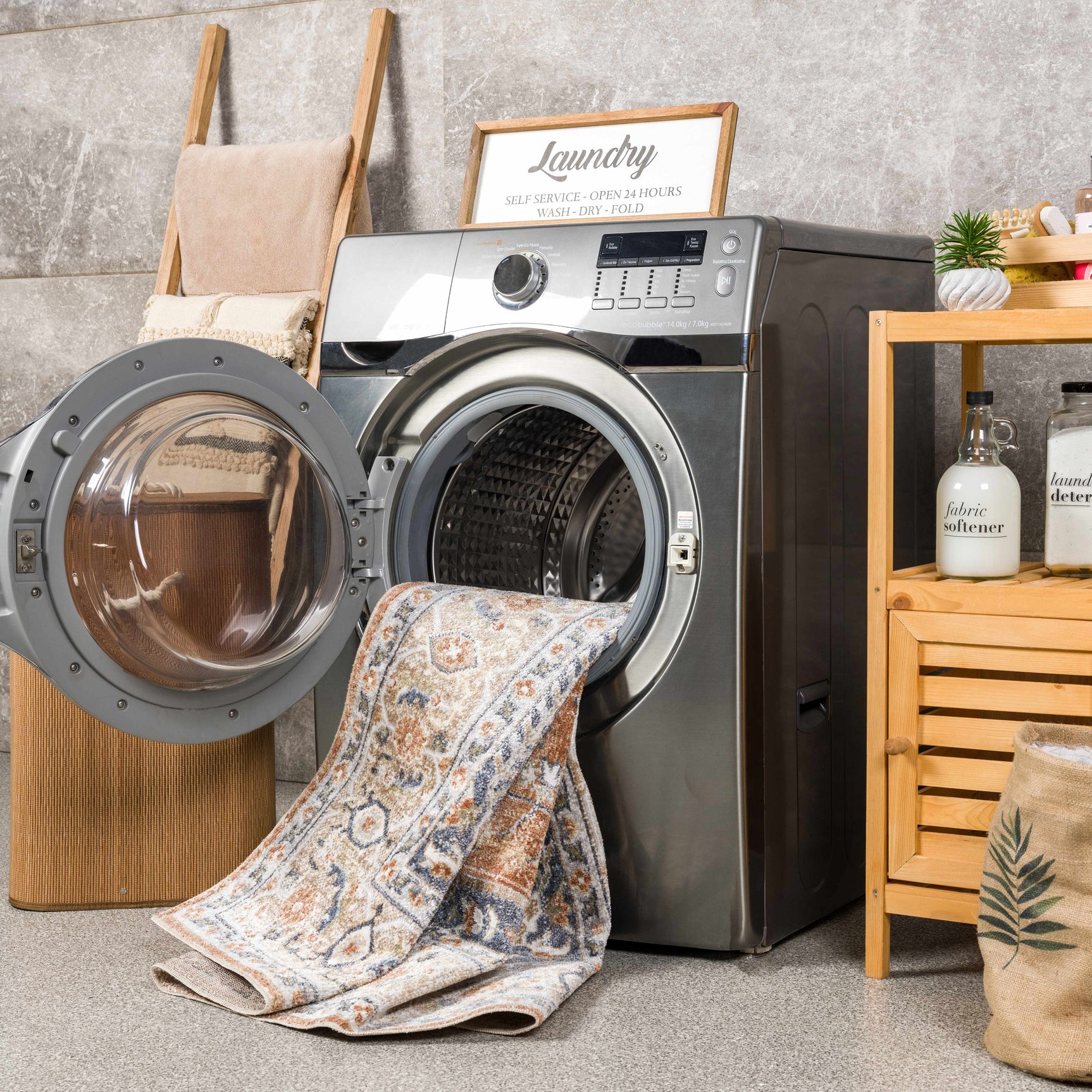 Gael Rust Washable Area Rug - Ornate Home