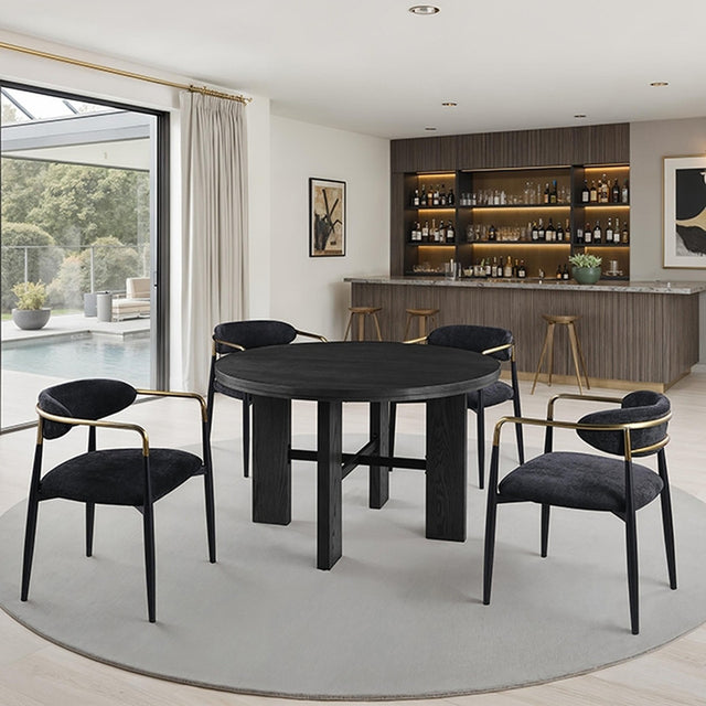 Gaetani Black 5 Pc. Round Dining Table Set - Ornate Home