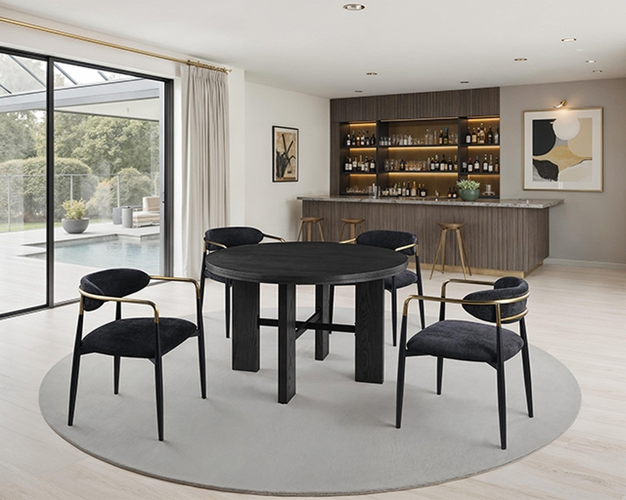 Gaetani Black 5 Pc. Round Dining Table Set - Ornate Home