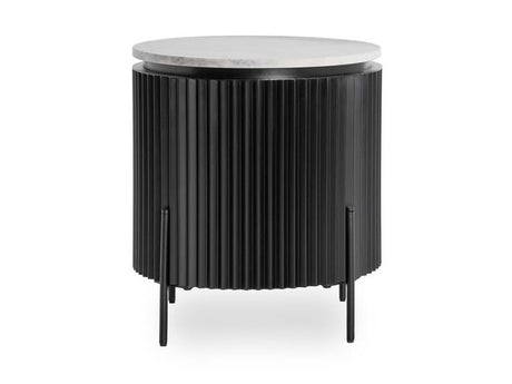 Gage Black/White Round End Table - Ornate Home