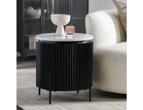 Gage Black/White Round End Table - Ornate Home