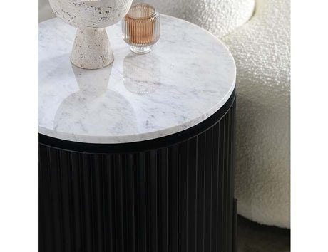 Gage Black/White Round End Table - Ornate Home