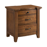 Gage Chestnut 3-Drawer Nightstand with USB and Power - Ornate Home