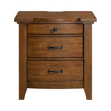 Gage Chestnut 3-Drawer Nightstand with USB and Power - Ornate Home