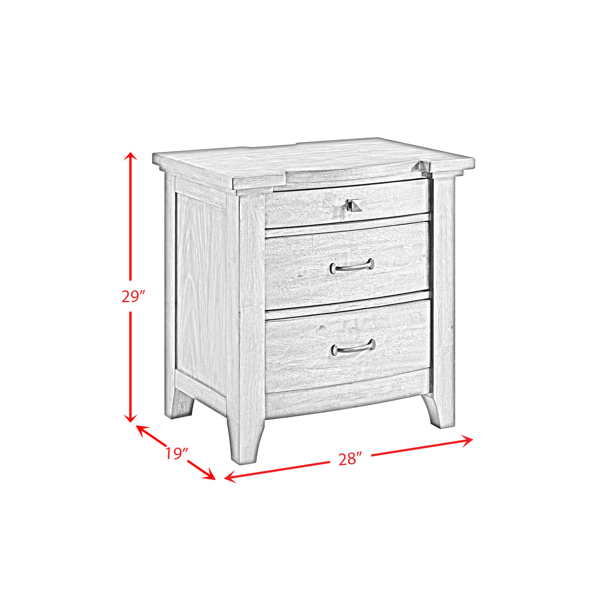 Gage Chestnut 3-Drawer Nightstand with USB and Power - Ornate Home