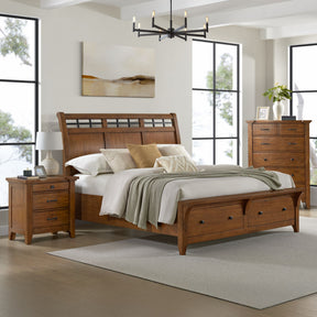 Gage Chestnut 3-Piece King Sleigh Storage Bedroom Set - Ornate Home
