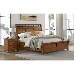 Gage Chestnut 3-Piece King Sleigh Storage Bedroom Set with 2 Nightstands