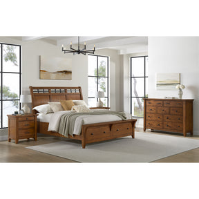 Gage Chestnut 4-Piece Queen Sleigh Storage Bedroom Set with 2 Nightstands & Dresser - Ornate Home
