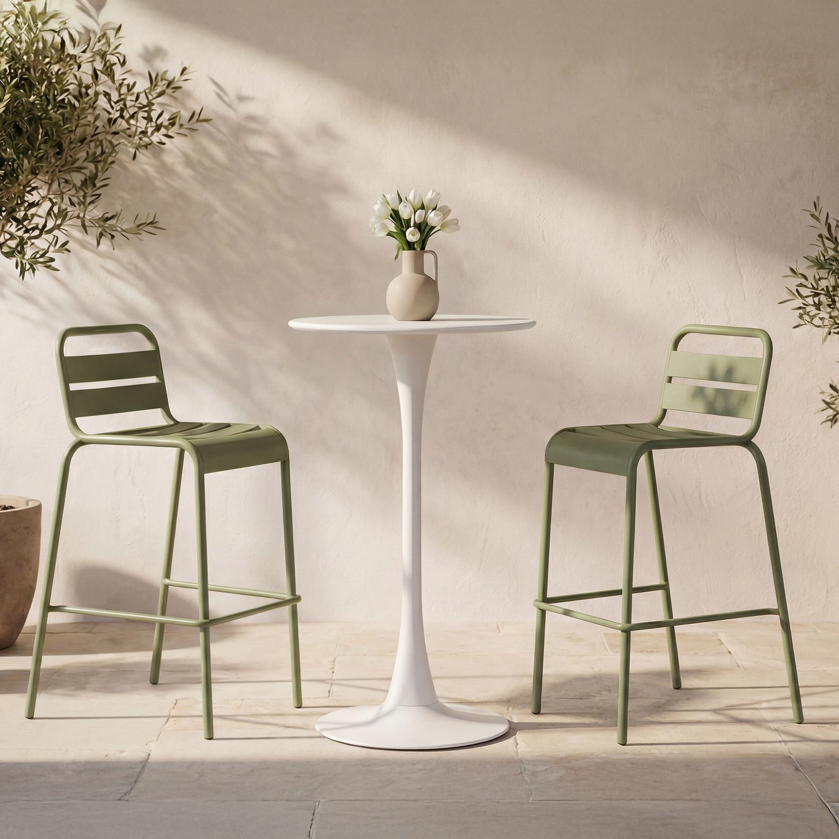 Gage White Outdoor Bar Table - Ornate Home