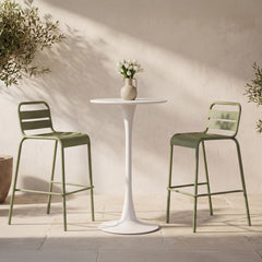 Gage White Outdoor Bar Table - Ornate Home