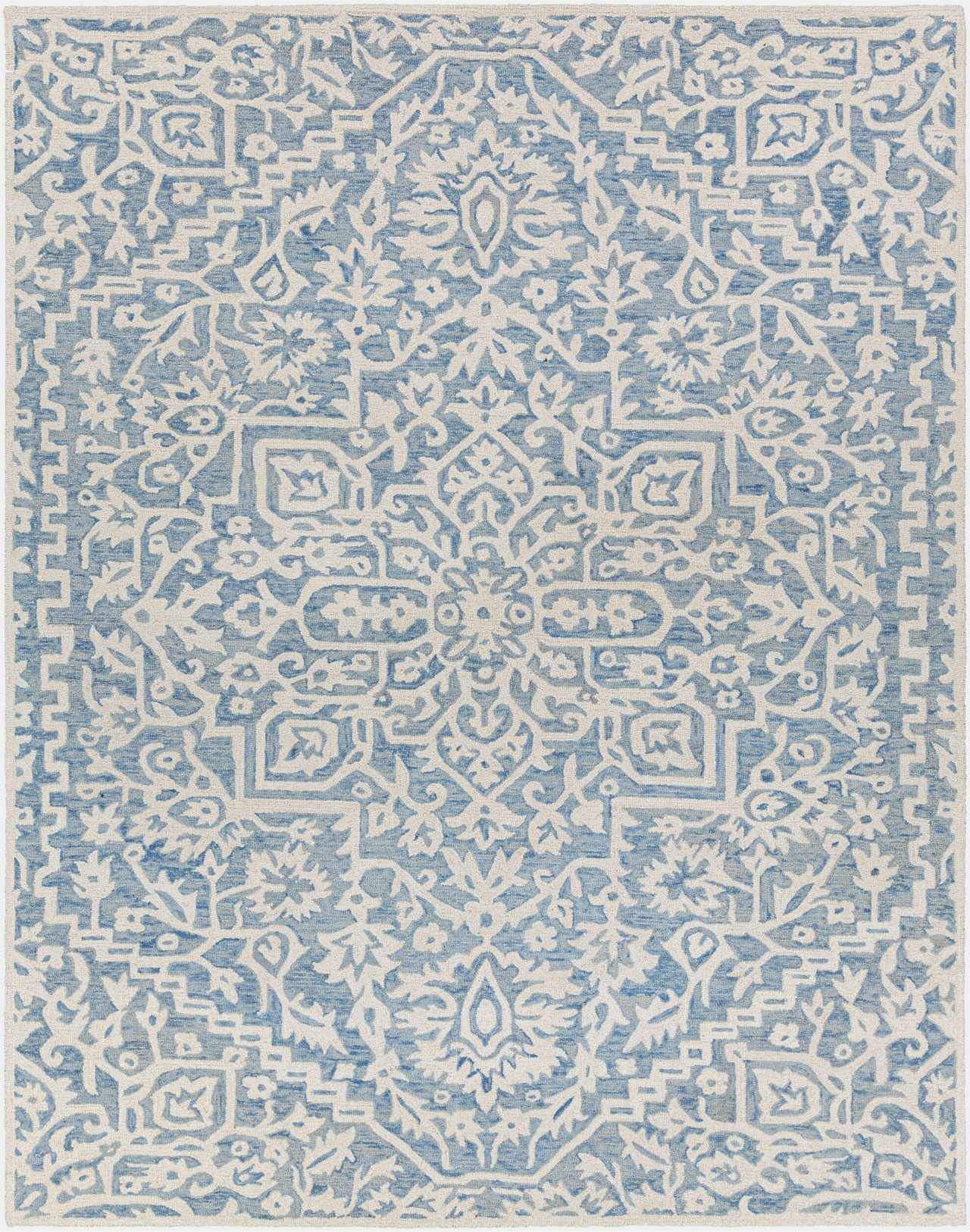 Gagebrook Blue Wool Area Rug - Ornate Home