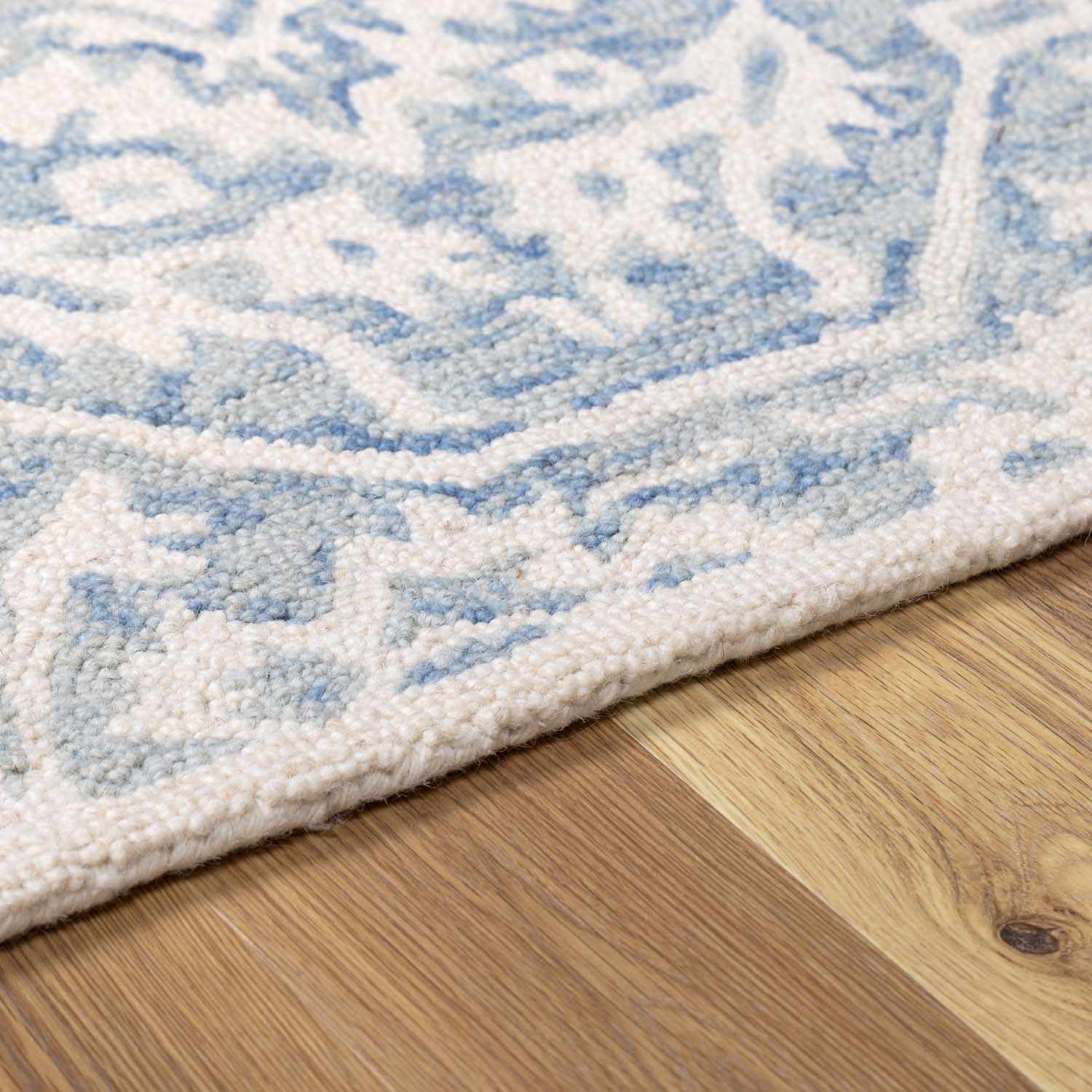 Gagebrook Blue Wool Area Rug - Ornate Home