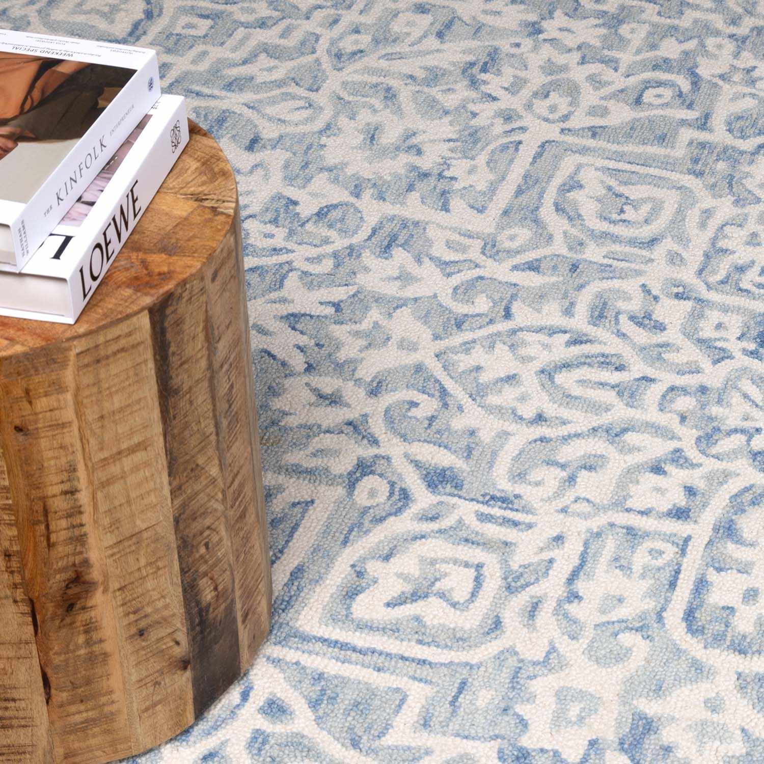 Gagebrook Blue Wool Area Rug - Ornate Home