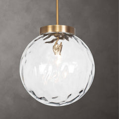 Gaia Brass 1 Light Watered Glass Pendant - Ornate Home