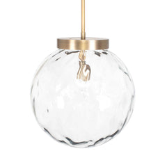 Gaia Brass 1 Light Watered Glass Pendant - Ornate Home