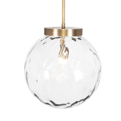 Gaia Brass 1 Light Watered Glass Pendant - Ornate Home