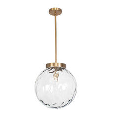 Gaia Brass 1 Light Watered Glass Pendant - Ornate Home