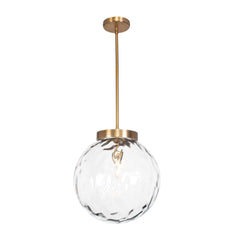 Gaia Brass 1 Light Watered Glass Pendant - Ornate Home