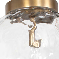 Gaia Brass 1 Light Watered Glass Pendant - Ornate Home