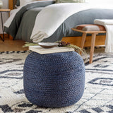 Gail Navy Jute Knitted Pouf - Ornate Home
