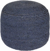 Gail Navy Jute Knitted Pouf - Ornate Home