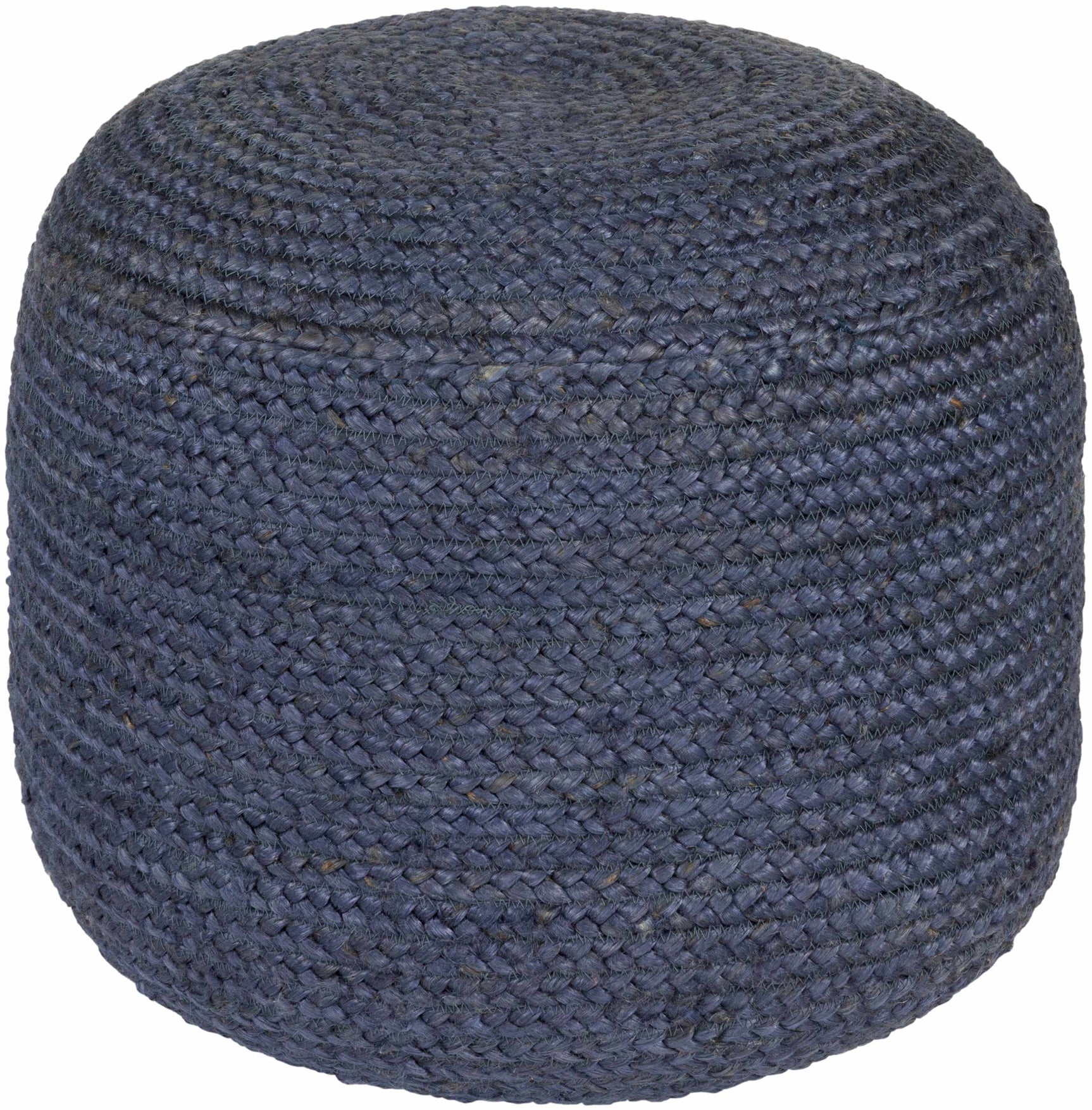 Gail Navy Jute Knitted Pouf - Ornate Home