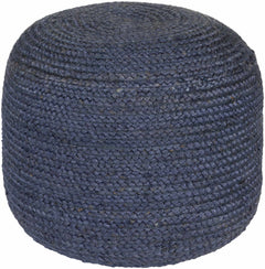 Gail Navy Jute Knitted Pouf - Ornate Home