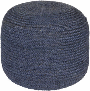 Gail Navy Jute Knitted Pouf - Ornate Home