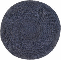 Gail Navy Jute Knitted Pouf - Ornate Home