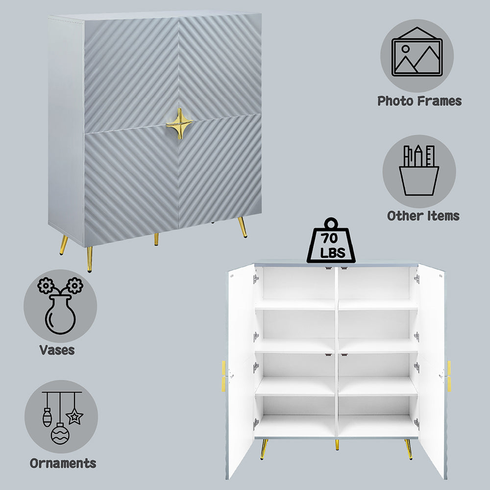 Gaines Gray High Gloss Console Cabinet - Ornate Home