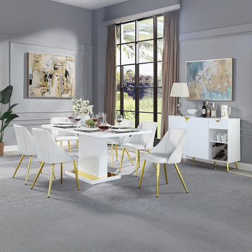 Gaines White High Gloss Dining Table - Ornate Home
