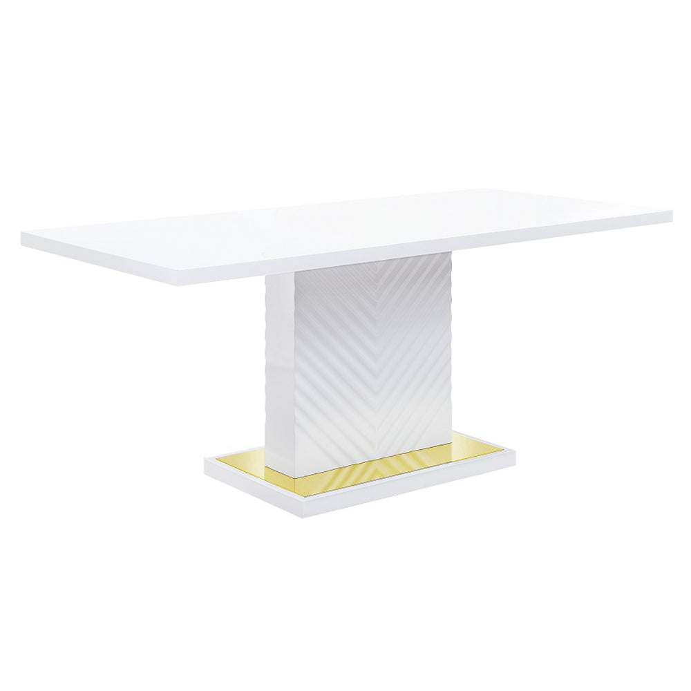 Gaines White High Gloss Dining Table - Ornate Home