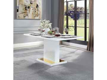 Gaines White High Gloss Dining Table - Ornate Home