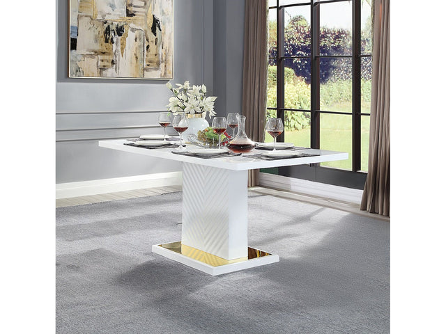 Gaines White High Gloss Dining Table - Ornate Home
