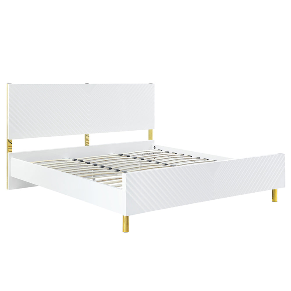 Gaines White High Gloss Eastern King Bed - Ornate Home