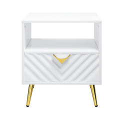 Gaines White High Gloss End Table - Ornate Home