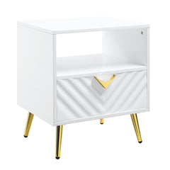 Gaines White High Gloss End Table - Ornate Home