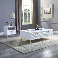 Gaines White High Gloss End Table - Ornate Home