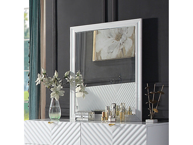 Gaines White High Gloss Mirror - Ornate Home