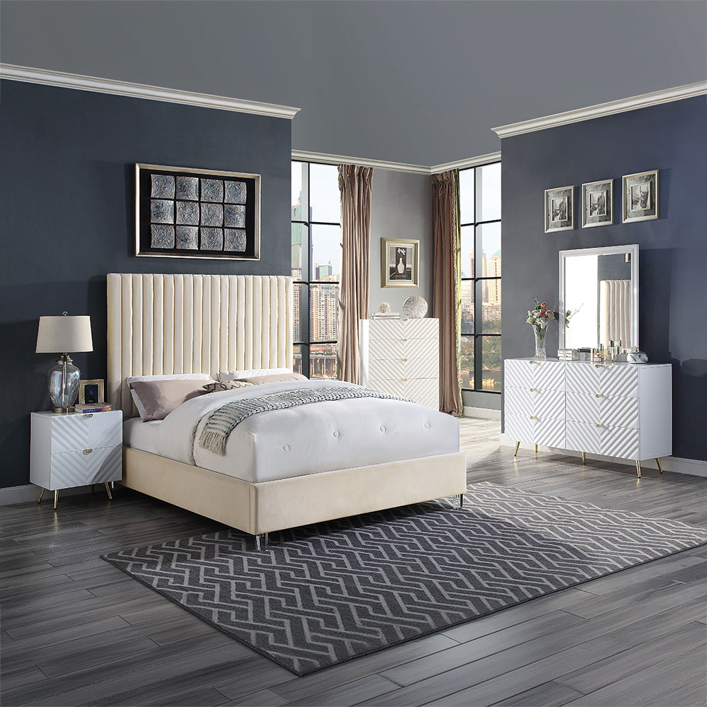 Gaines White High Gloss Nightstand - Ornate Home