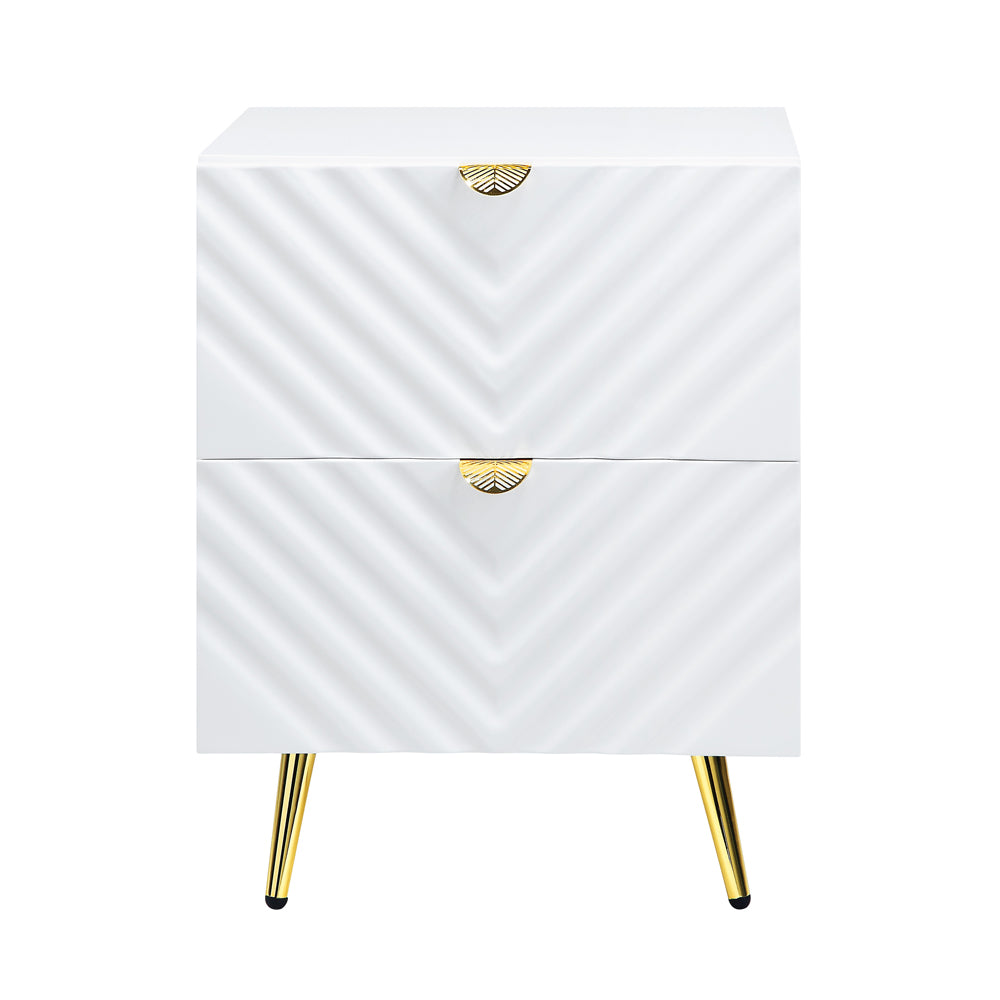 Gaines White High Gloss Nightstand - Ornate Home