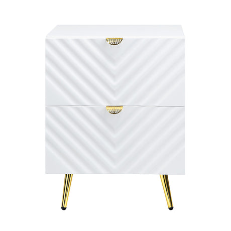 Gaines White High Gloss Nightstand - Ornate Home