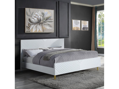 Gaines White High Gloss Queen Bed - Ornate Home