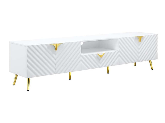 Gaines White High Gloss TV Stand - Ornate Home