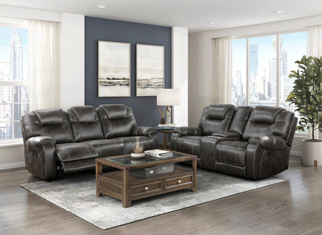 Gainesville Chocolate Double Reclining Sofa - Ornate Home